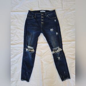 Distressed Dark Blue Women's Jeans